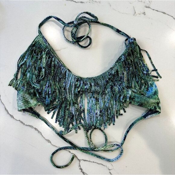 L*Space Audrey Halter Bikini Top in Viridian Skin Size D - Picture 2 of 4